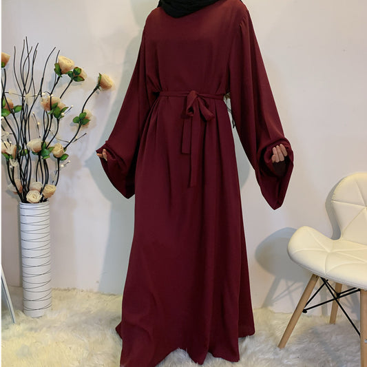 f889-foreign-trade-cross-border-muslim-womens-long-skirt-abaya-dubai-middle-east-jalabiya-pure-color-robe