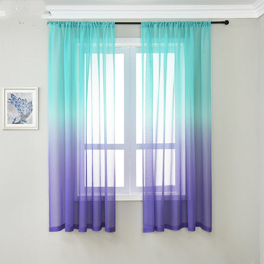 Blue Purple Gradient Sheer Curtains For Living Room