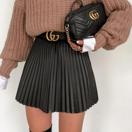 draped-pleated-knitted-mini-skirts-women-winter-short-skirt