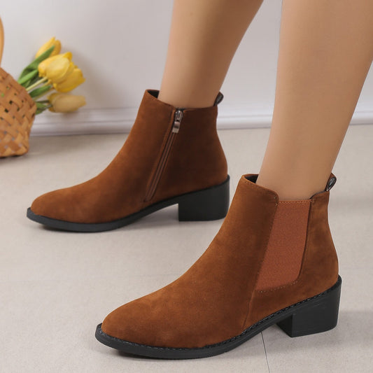 womens-fashion-ankle-boots-with-side-zipper-chunky-heel-boots-slip-on-comfortable-solid-color-shoes