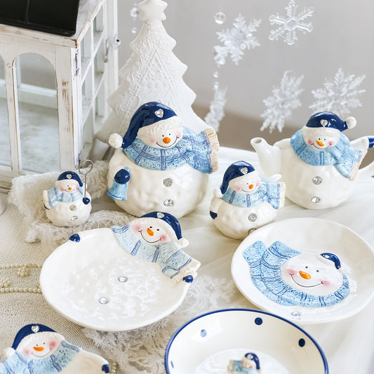 Christmas Ceramic Ornaments and Snowman Tableware