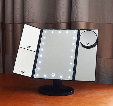 three-sided-foldable-magnifying-desktop-makeup-mirror-with-lamp